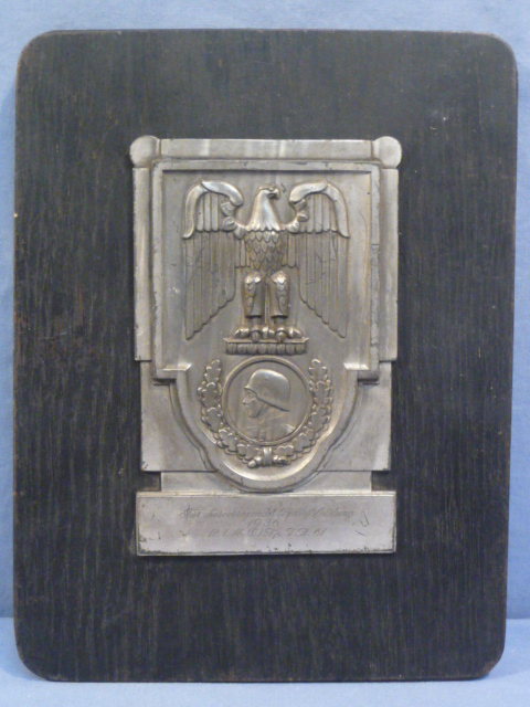 Original 1936 German Unit Shooting Award Plaque, 12th (M.G.) Company Infantry Rgt. 61