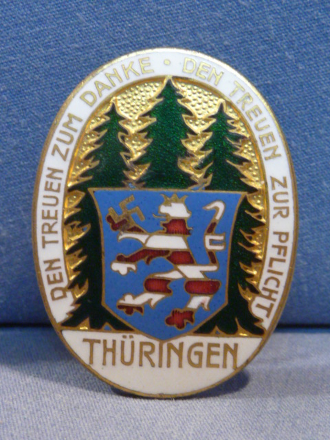 Original Nazi Era German Honor Pin from the State of Thuringia