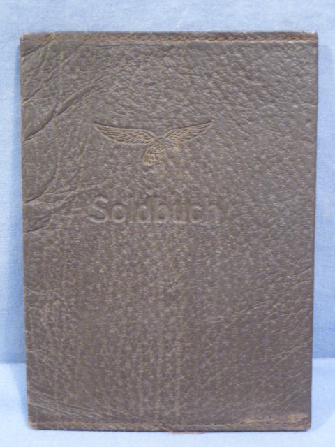 Original WWII German Luftwaffe Soldbuch Protective Cover, Simulated Leather