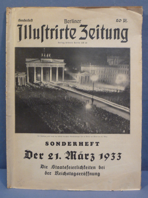 Original Nazi Era German Berliner Illustrierter Zeitung Magazine, March 1933
