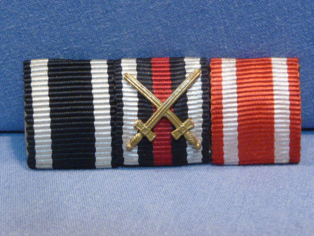 Original Nazi Era German Three-Position Ribbon Bar, 1914 Iron Cross 2nd Class