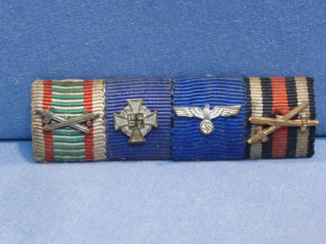 Original WWII German 4-Position Ribbon Bar, Hungarian War Service Medal