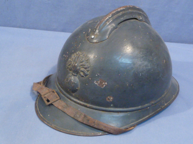 Original WWI French Infantry Steel Helmet with Liner & Chin Strap