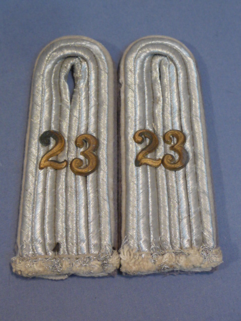Original WWII German 23rd Infantry Regiment Reserve Leutnant's Shoulder Boards, Pair