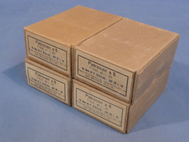 Original WWII German Cardboard 8mm Ammunition Boxes, Set of 4