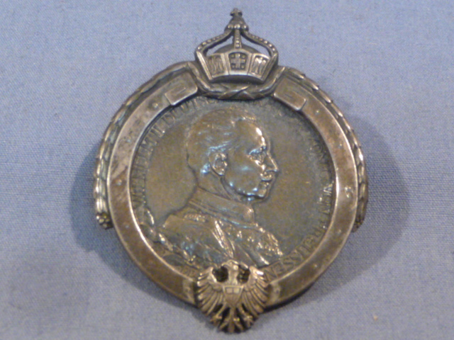 Original Pre-WWI German WILHELM II DEUTSCH KAISER Badge w/ 2 Mark Coin
