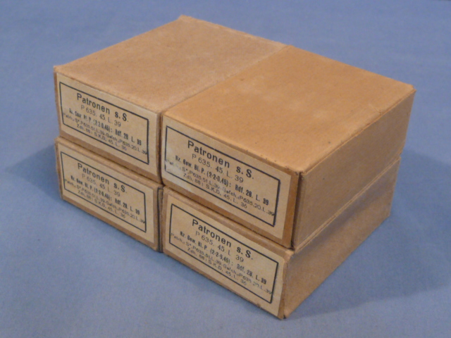 Original WWII German Cardboard 8mm Ammunition Boxes, Set of 4