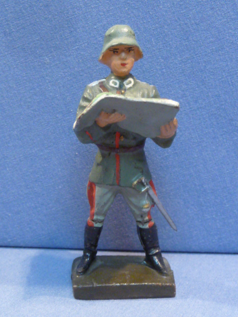 Original Nazi Era German Army Toy Soldier Officer with Map, LINEOL