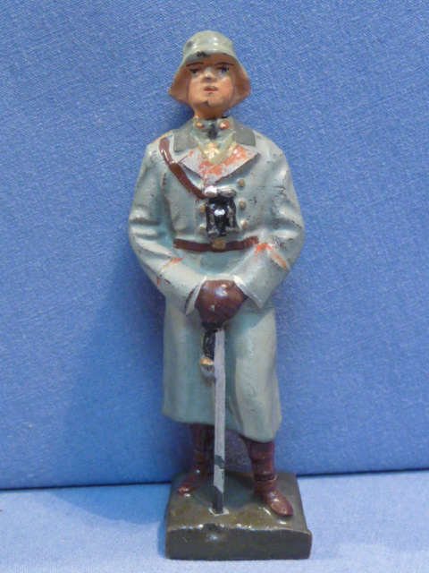 Original Nazi Era German Army Toy Soldier General in Greatcoat, LINEOL