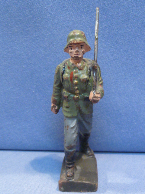 Original Nazi Era German Army Toy Soldier Marching with Rifle, LINEOL