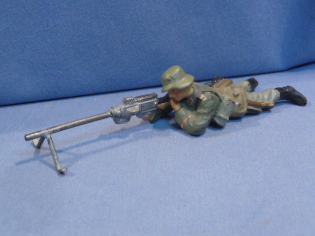 Original Nazi Era German Army Toy Soldier Prone with MG13, LINEOL
