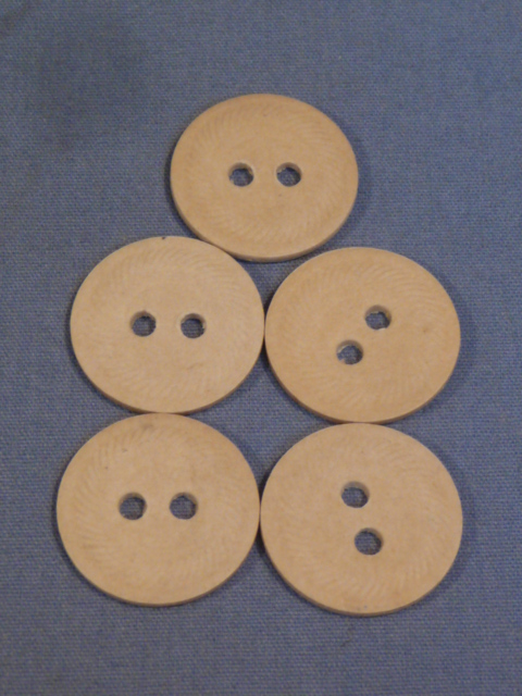 Original WWII German 17mm Pressed Paper Buttons, Set of 5