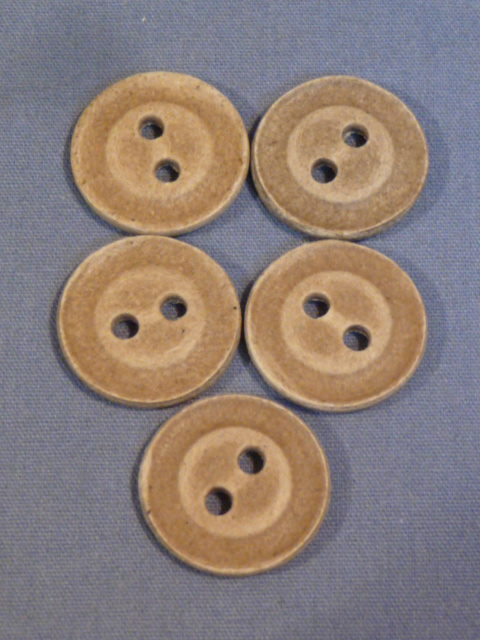 Original WWII German 16mm Pressed Paper Buttons, Set of 5