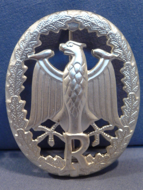 POSTWAR German BW Sports Badge in Silver for Army Reservists, Marked K+Q