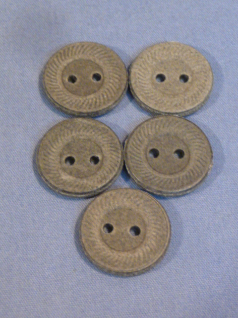 Original WWII German 16mm Pressed Paper Buttons, Set of 5