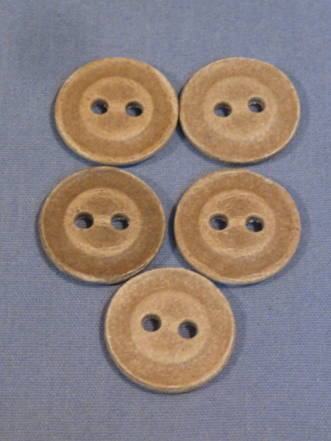 Original WWII German 15mm Pressed Paper Buttons, Set of 5