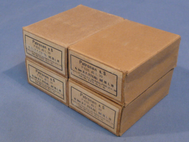 Original WWII German Cardboard 8mm Ammunition Boxes, Set of 4