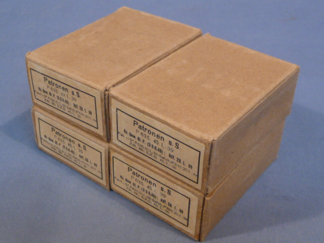 Original WWII German Cardboard 8mm Ammunition Boxes, Set of 4