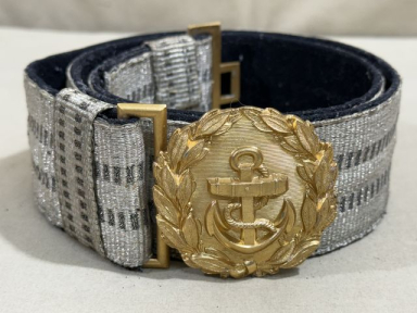 HOLD! Original Nazi Era German Kriegsmarine Officer's Brocade Belt and Buckle