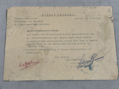 Original WWII German Waffen-SS Letter, 1944