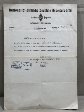 Original WWII German Hitler Youth Letter, 1942