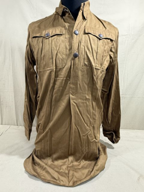 Original WWII German Tropical Service Shirt with Blue Button