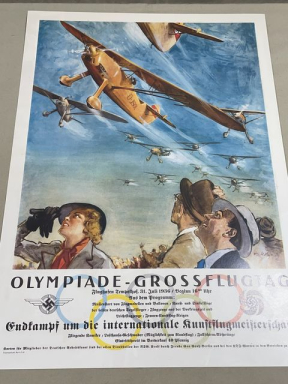 REPRODUCTION 1936 German Poster for the Olympics Flying Day