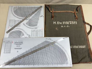 Original Pre-WWII German Large Graphic Aiming Scales w/Case, Graphische Schutafel