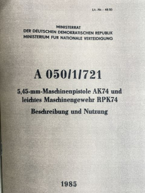 REPRINT - DDR East German AK74 Manual