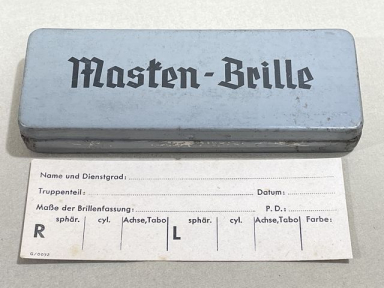 Original WWII German Masken-Brille (Gas Mask Glasses) Case w/Prescription Card