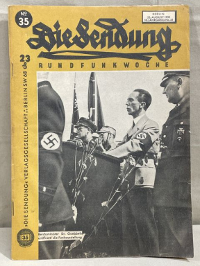 Original Nazi Era German Signals Weekly Magazine, Die Sendung, Dr. Goebbels