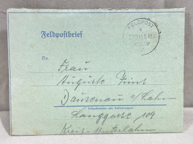Original WWII German Feldpost Letter/Envelope from Gefreiter