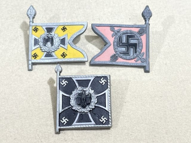 Original WWII German Flag Tinnies Set, FÜHRER BEGLEITBATAILLON/PIONIERE/KAVALLERIE