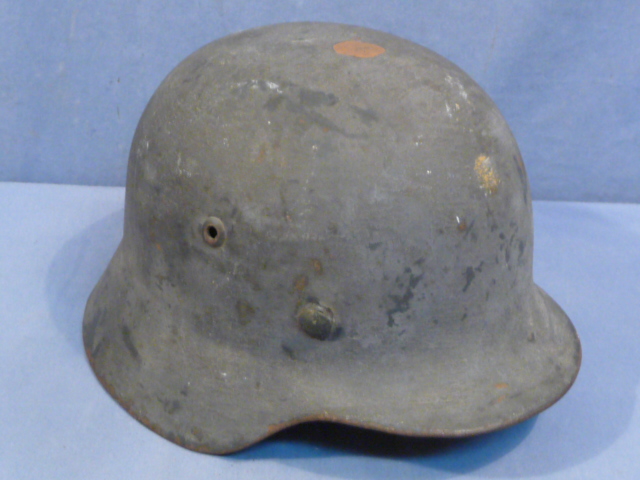 Original WWII German M35 Helmet with Liner & Chin Strap, Size 53
