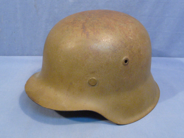 Original WWII German M42 Steel Helmet w/Liner & Chin Strap, POSTWAR CZ REWORK
