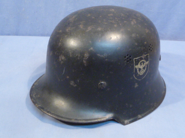 Original Nazi Era German Double Decal M34 Fire Police Helmet