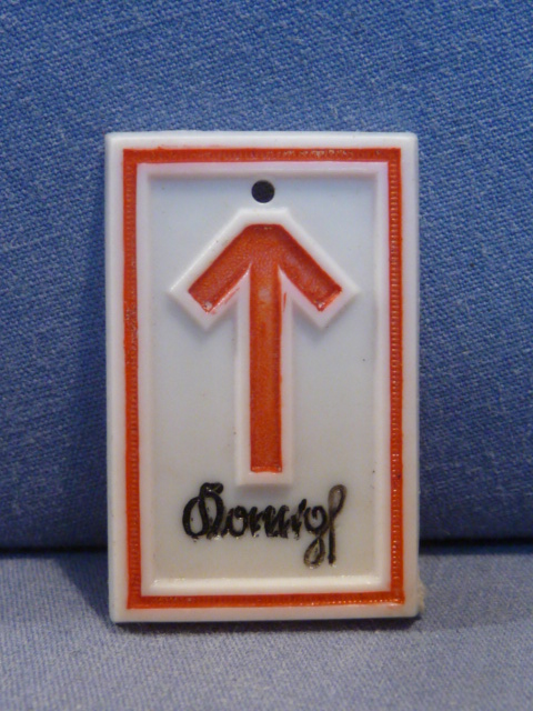Original Nazi Era German Plastic Tinnie, Tyr-Rune