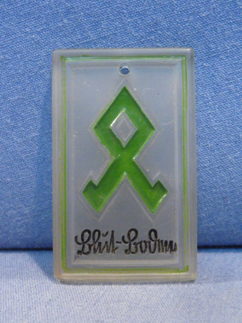 Original Nazi Era German Frosted Glass Tinnie, Odal-Rune