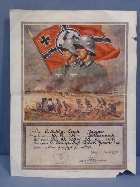 Original 1938 German Army Infantry Unit Service Award, Infantry Regiment 64