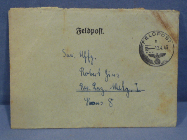 Original WWII German Feldpost Letter/Envelope to Medic NCO