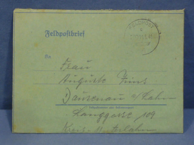 Original WWII German Feldpost Letter/Envelope from Gefreiter