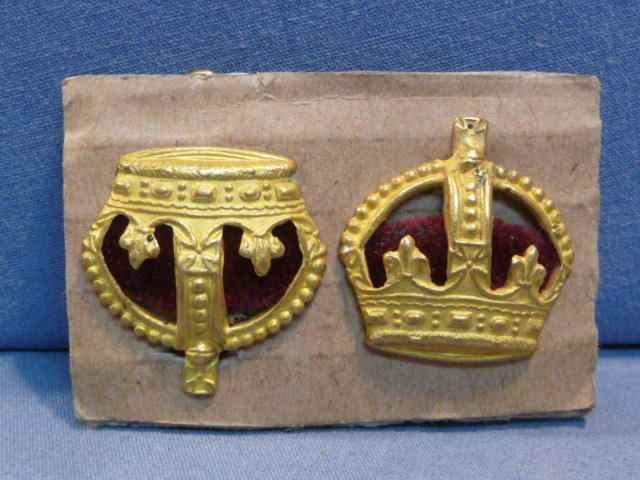 Original Gold Crown Insignia, Pair