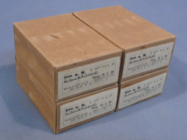 Original WWII German Cardboard 8mm Ammunition Boxes, Set of 4