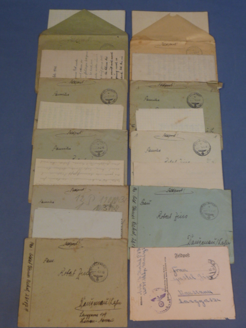 Original WWII German FELDPOST Envelopes with Letters, SET OF 10