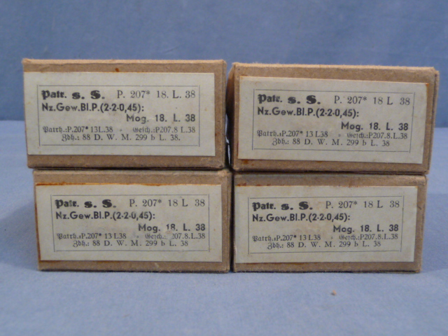 Original WWII German Cardboard 8mm Ammunition Boxes, Set of 4