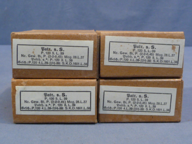 Original WWII German Cardboard 8mm Ammunition Boxes, Set of 4