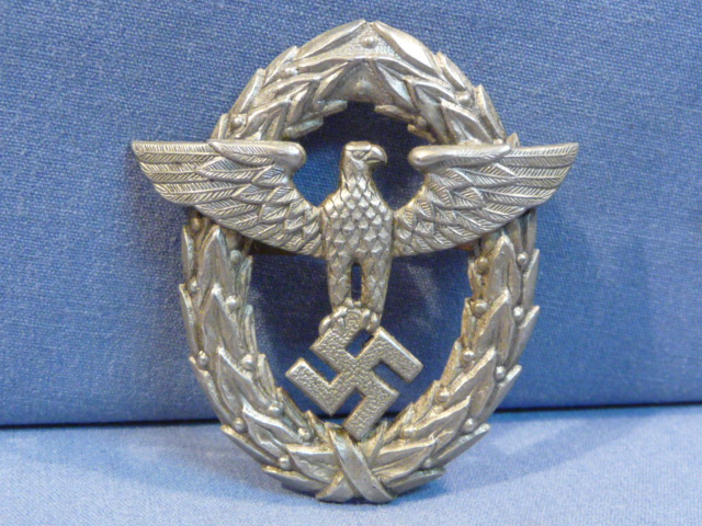 Original Nazi Era German Fire Police NCO Visor Cap Eagle, Feuerschutzpolizei