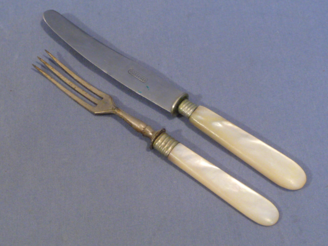 Original Pre-WWII Era German Small Knife & Fork with Mother-of-Pearl Handles