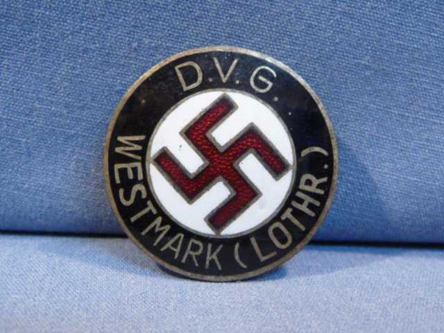 Original Nazi Era German NSDAP D.V.G. WESTMARK (LOTHR.) Lapel Pin