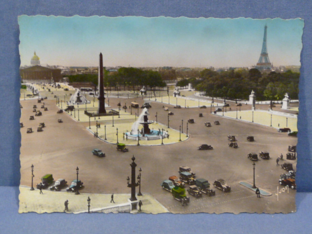 Original WWII Era French Architecture Postcard, Paris en Flanant Place de la Concorde